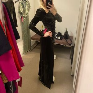 Dark Green Velvet Evening Gown